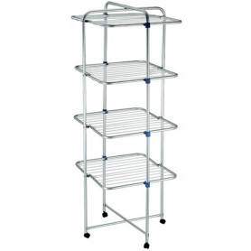 TOWER CLOTHING RACK WITH 4 ALUMINUM SHELVES AND WHEELS 25 meters of laundry