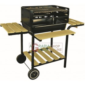 CHARCOAL BARBECUE IN GRAY STEEL WITH WOODEN INSERTS MOD. OS1312