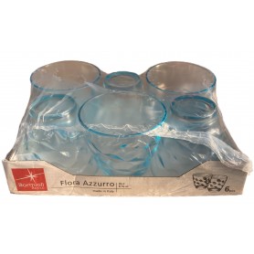 BORMIOLI FLORA BLUE WATER GLASSES, 6 PIECES PACK