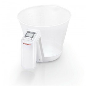 Leifheit Bilancia da cucina digitale con recipiente graduato trasparente massima precisione portata fino a 3 kg.