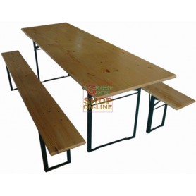BLINKY WOODEN BREWERY TABLE WITH TWO BENCHES 96926-10 / 9