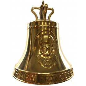 Brass bell commemorating Pope Francis size mm. 98 x 130h