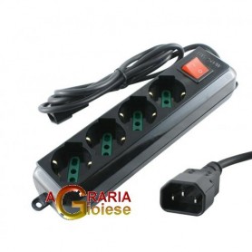 SCHUCO 4 BEEP MULTI-SOCKET WITH IEC PLUG SWITCH FOR CONTINUOUS